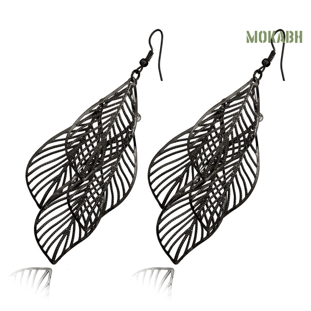 [Thời Trang] Bông Tai Móc Hình Lá Rỗng Đính Tua Rua Phong Cách Baroque Cổ Điển Cho Nữ