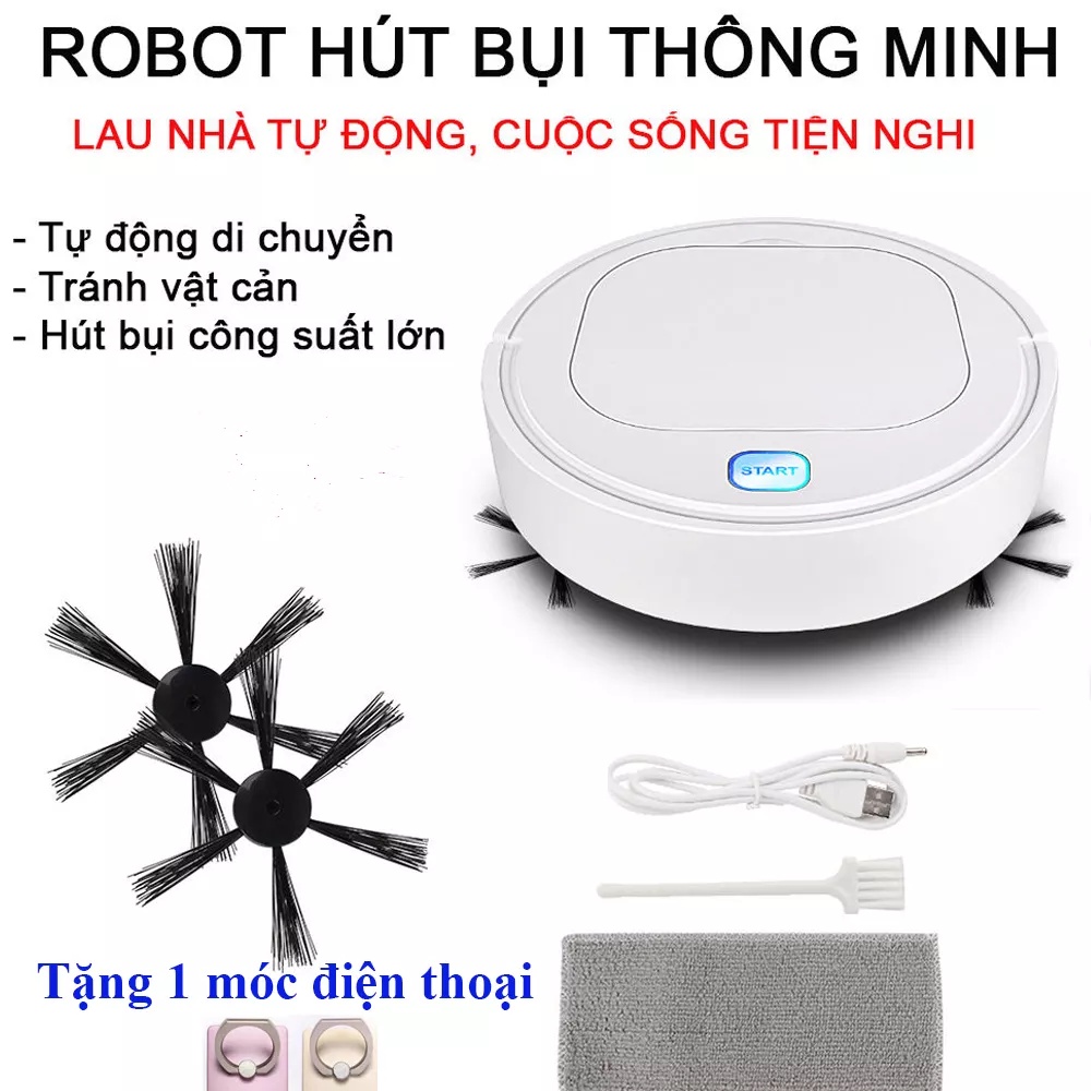 ROBOT Hút Bụi, Robot Hút Bụi Thông Minh,Tự Động Phát Hiện Khi Gặp Các Vật Cản , Robot hút bụi thông minh 3 in 1