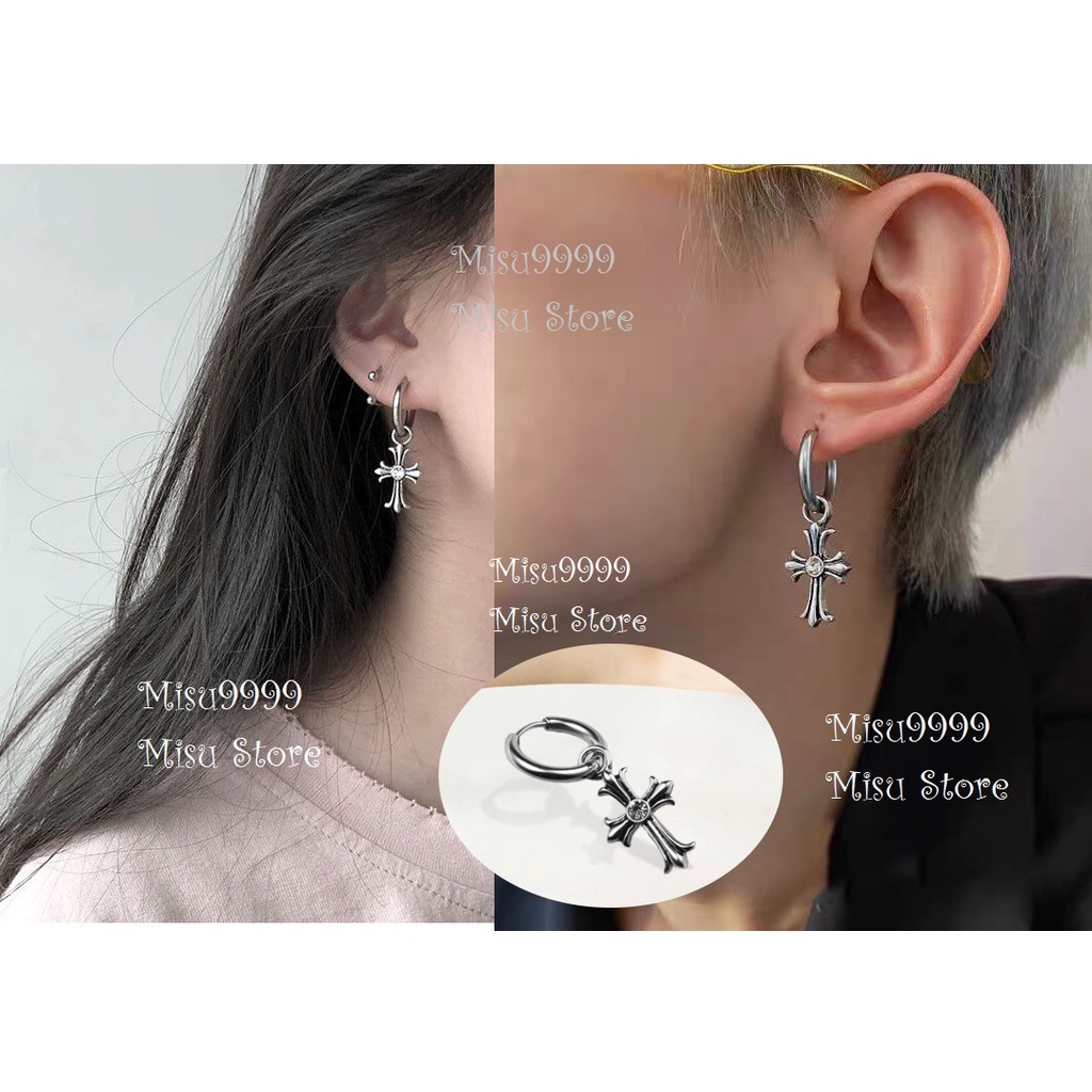 Khuyên,kẹp tai titan thánh giá vân đính kim dyb