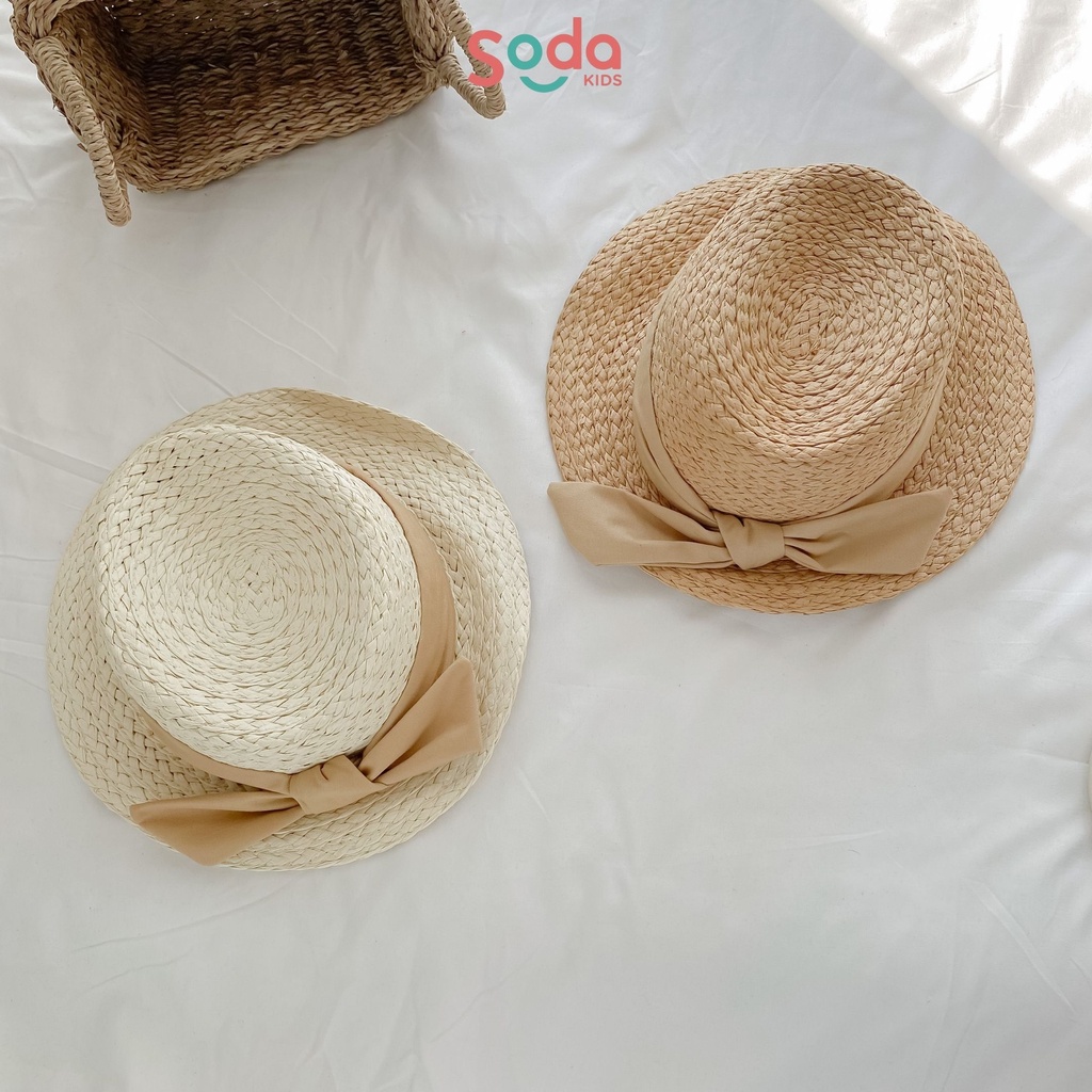 Mũ cói phớt buộc nơ 2 màu (Ảnh thật)