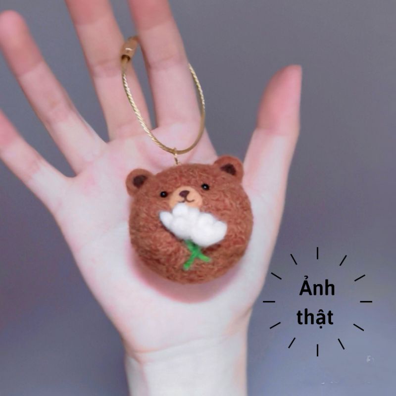 Len Chọc Handmade, Bộ Kit Len Chọc Cặp Đôi Nhí Nhố Gấu Nâu Và Cừu Trắng