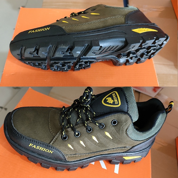Giày Leo Núi Trekking Nam RD366, Đi Phượt, Giày Thể Thao Nam Bảo Hộ Lao Động Da Lộn Ôm Chân Đế Cao Su Đúc Chống Trơn