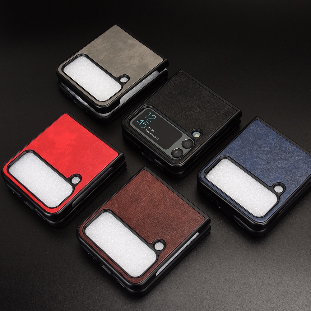 Ốp Điện Thoại Da PU Mềm Mịn Bảo Vệ Cho Samsung Galaxy Z Flip 4 3 2