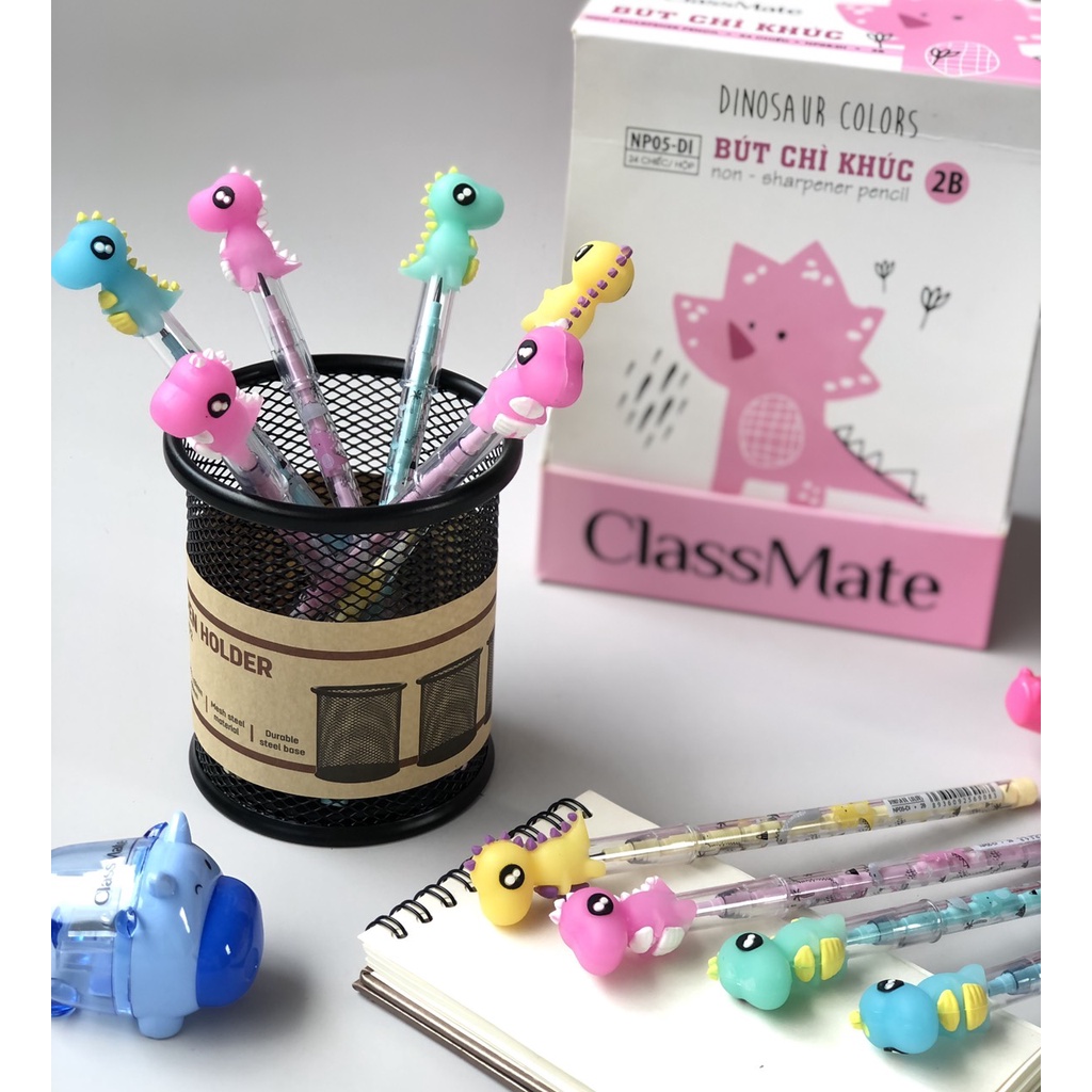 Bút chì khúc 2B hình khủng long DINOSAUR CLASSMATE-NP05DI, nét bút mịn, dùng cho bé luyện chữ viết -vpp Quế Anh