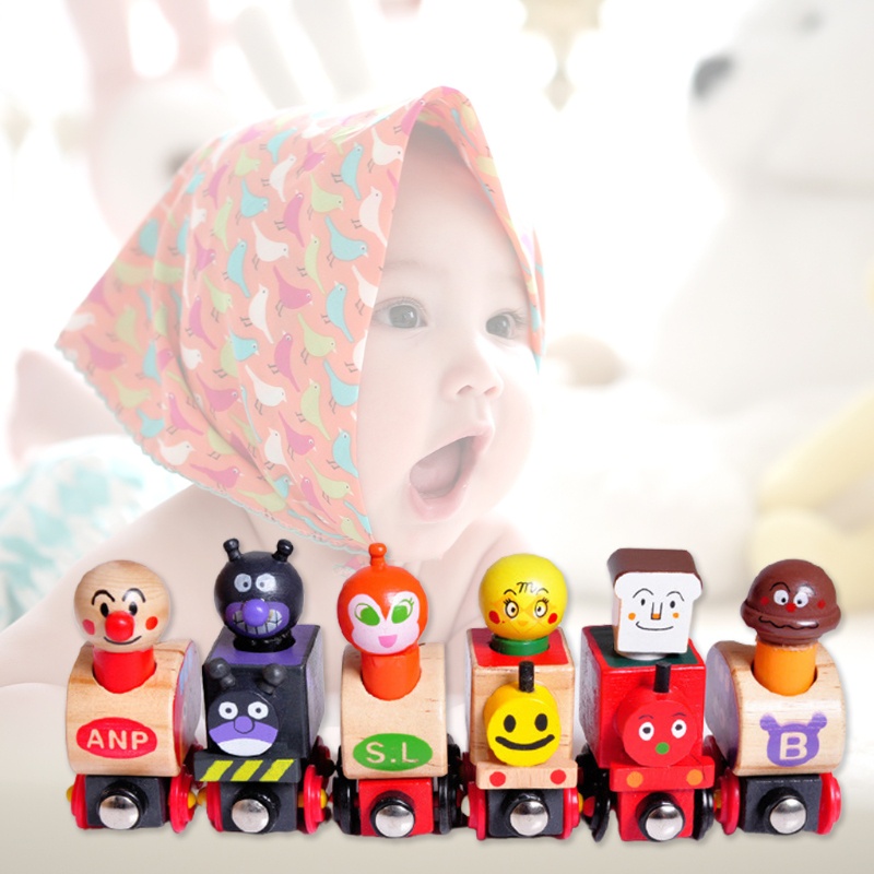 Set 6 Đồ Chơi Xe Lửa Anpanman Bằng Gỗ Có Nam Châm Giáo Dục Kỹ Năng Tay Cho Bé Trai