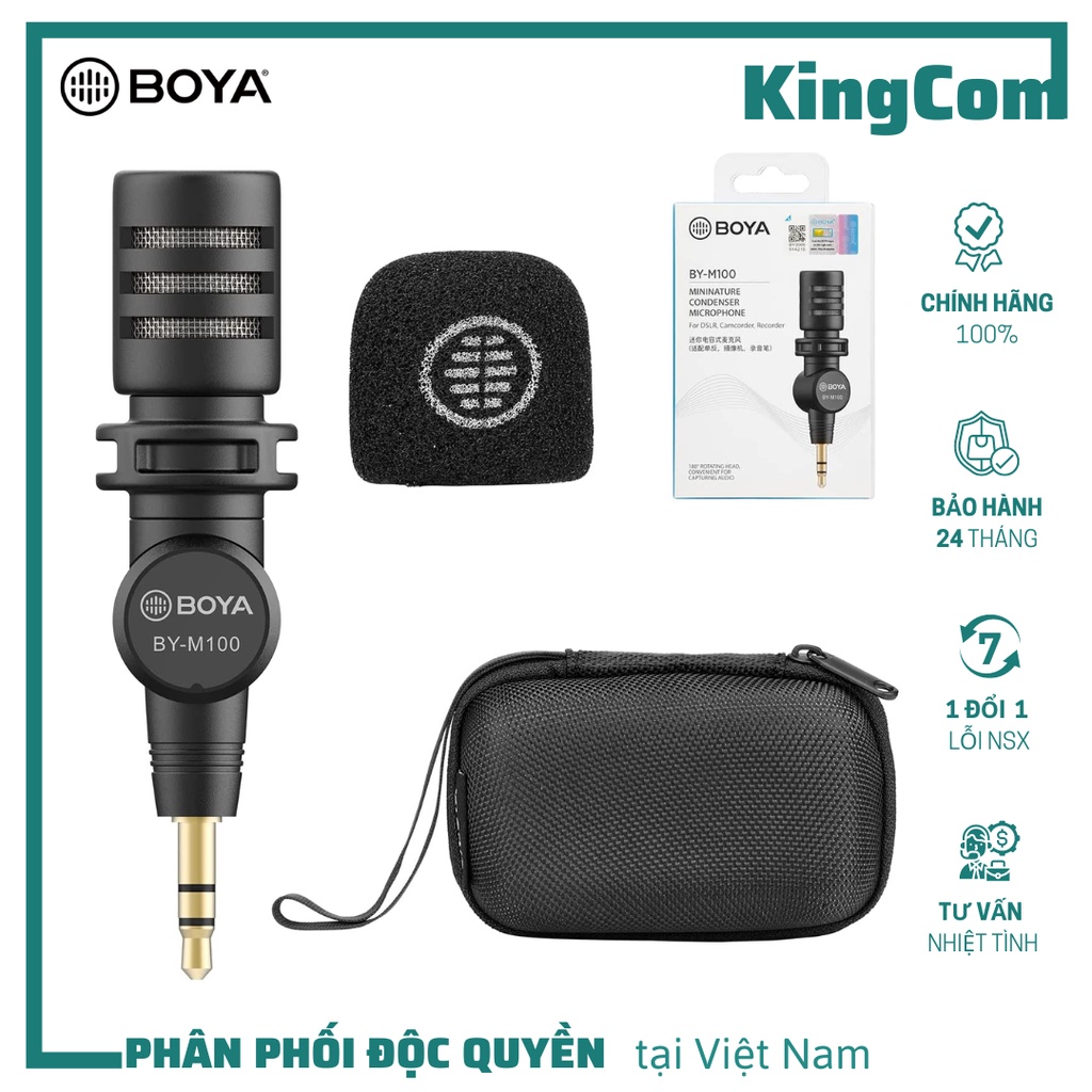 BOYA M100 - Micro thu âm Mini dành cho máy ảnh DSLR, Camcorder, Recorder - Hàng Chính Hãng/Bảo Hành 2 Năm