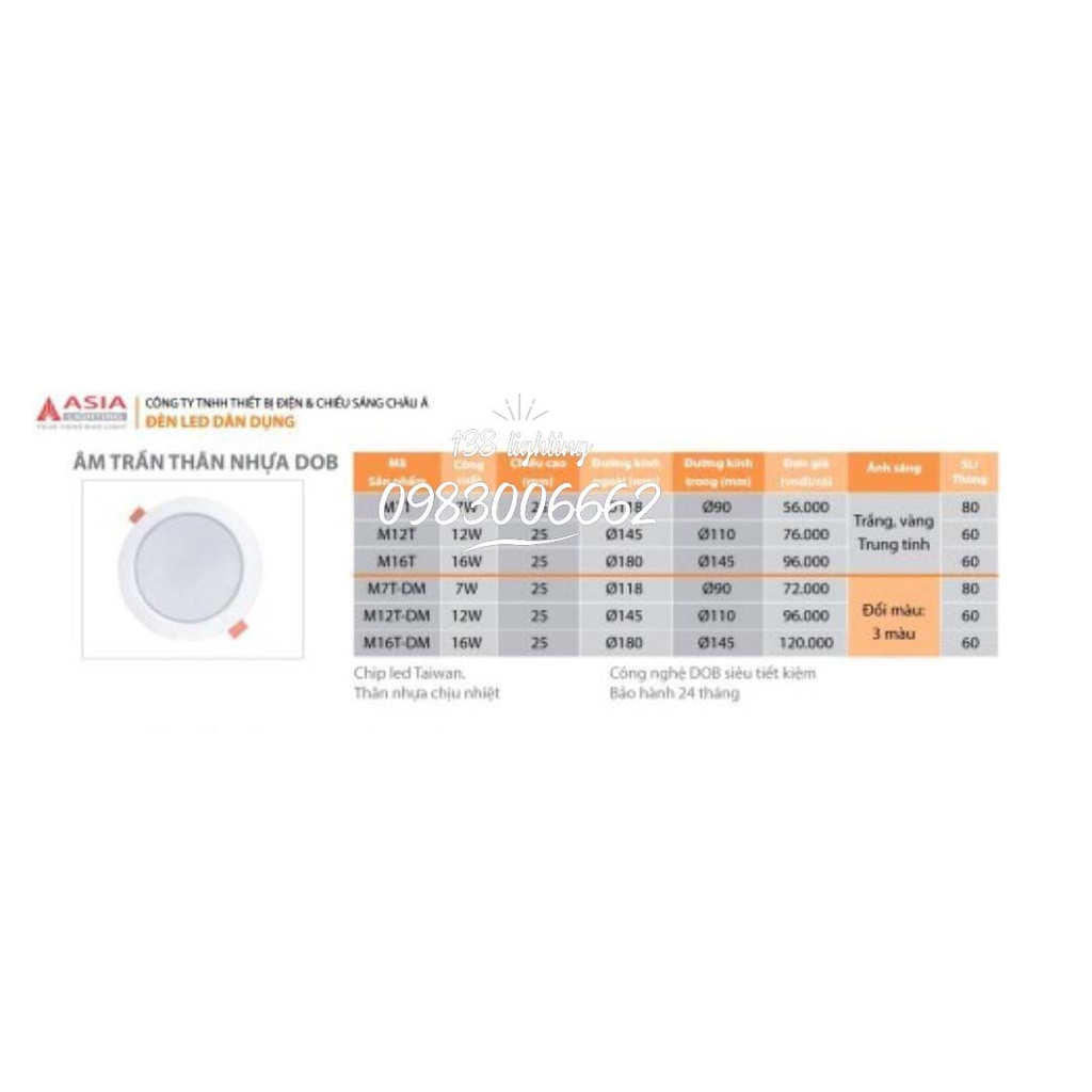 Đèn dowlight âm trần Asia siêu rẻ đẹp ,tiết kiệm điện bảo hành 2 năm