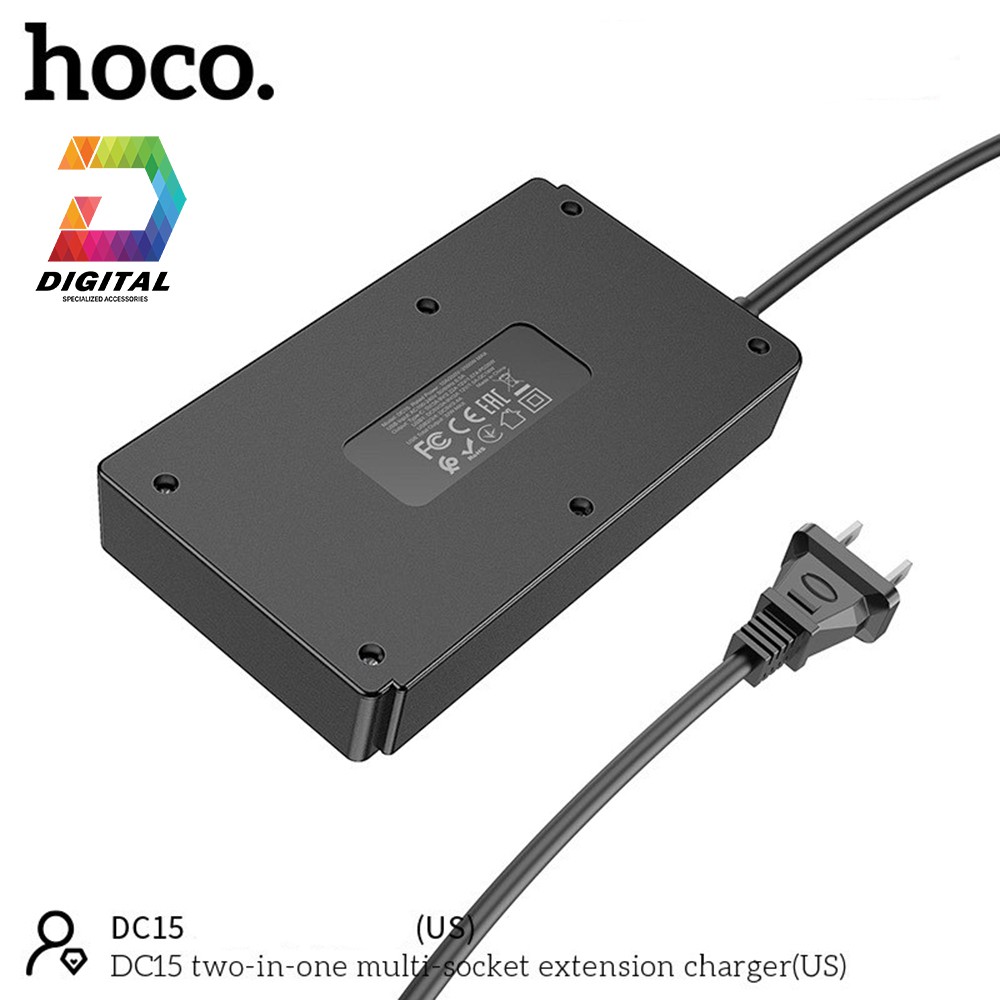 Ổ Cắm Điện Đa Năng Hoco DC15 Chính Hãng Có Cổng USB Thông Minh
