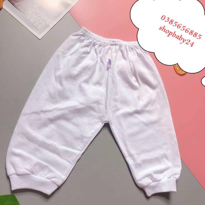 Quần dài bo trắng TinTin,thun cotton 100% mềm mát lai bo cho bé số 1 -10 vải đẹp