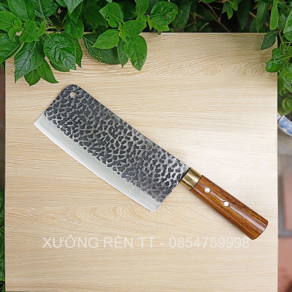 Bộ 3 Dao Nhà Bếp (Chặt - Thái - Lọc) Rèn Từ Thép Nhíp Dập Vân 2 Mặt - Cán Cẩm Chỉ Cao Cấp