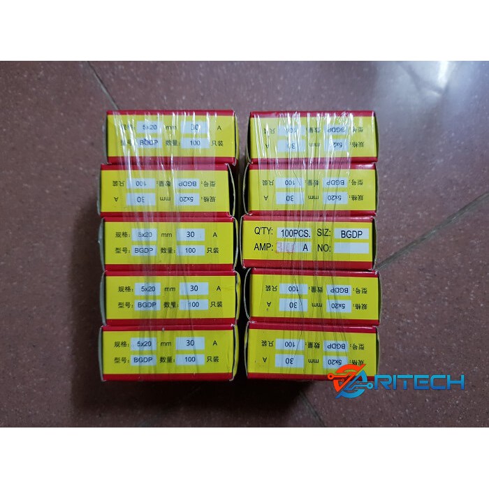 Hộp cầu chì thủy tinh 30A 250V 5x20mm F30AL250VH (100con)