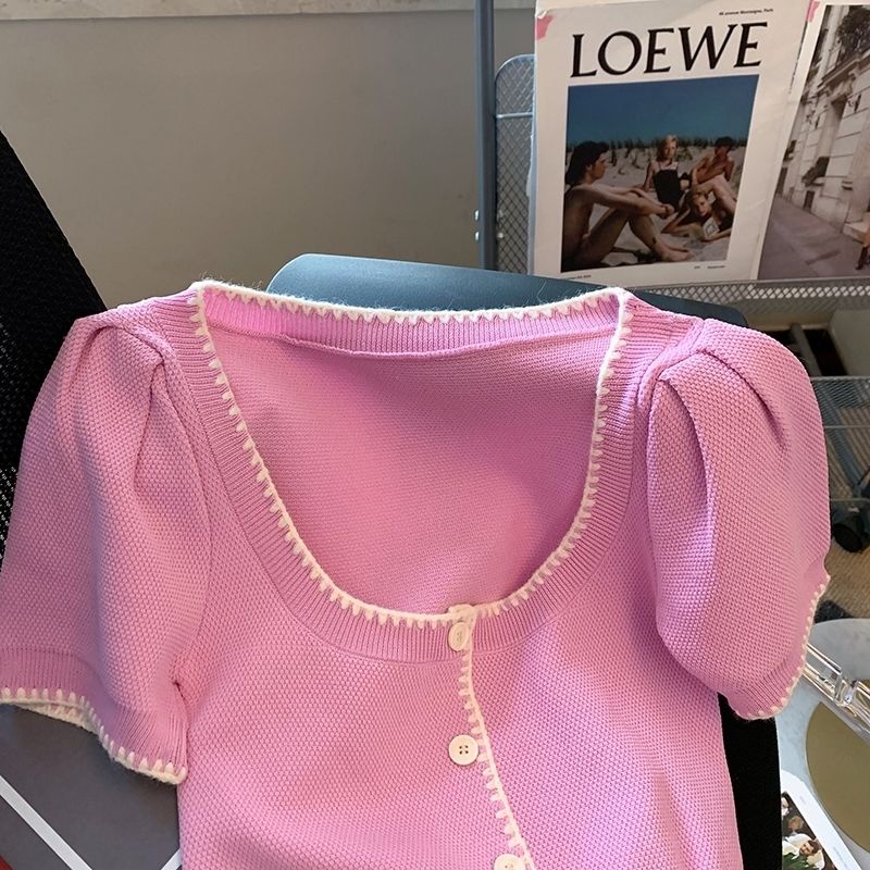 Áo Sweater Hở Rốn Màu Trơn Phong Cách Pháp Thời Trang Mới Cho Nữ