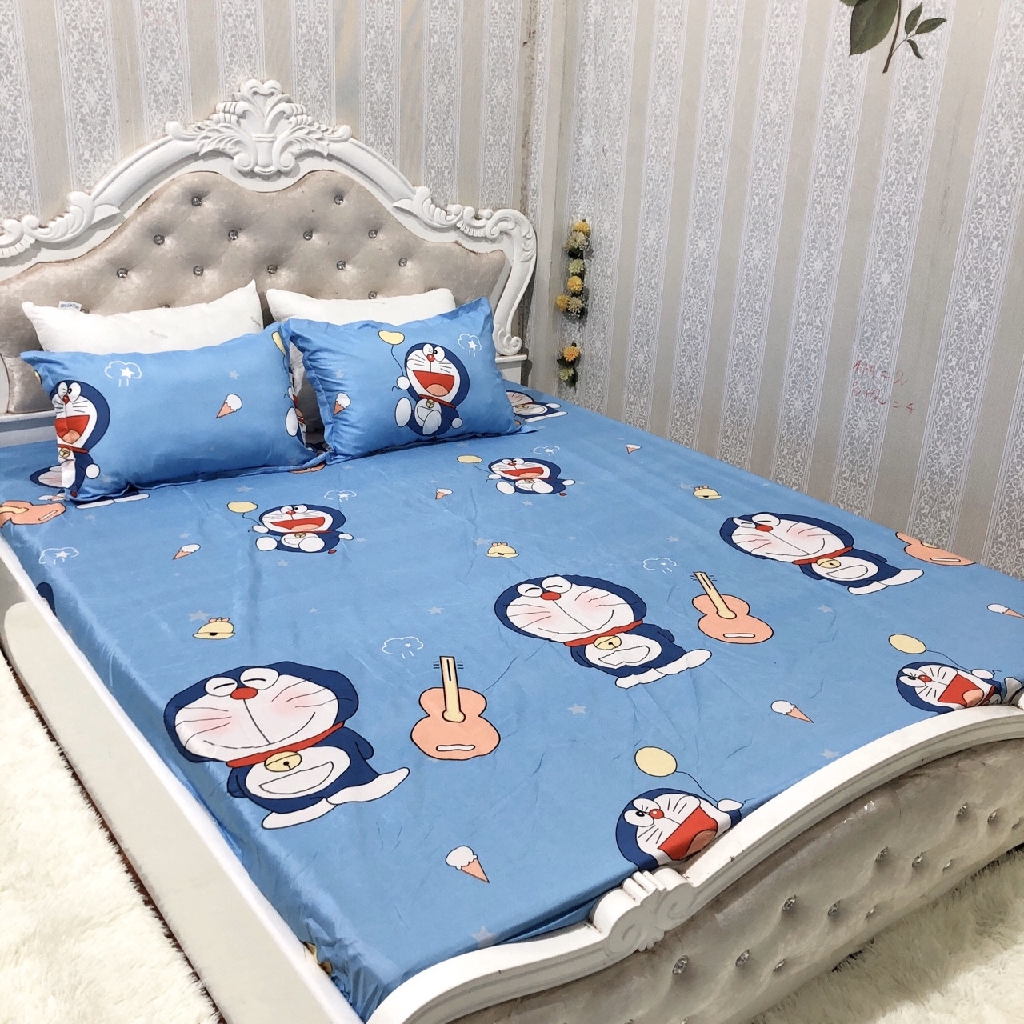 Trọn Bộ 5 Món Chăn Hè Thu Cotton Poly Mẫu Doremon