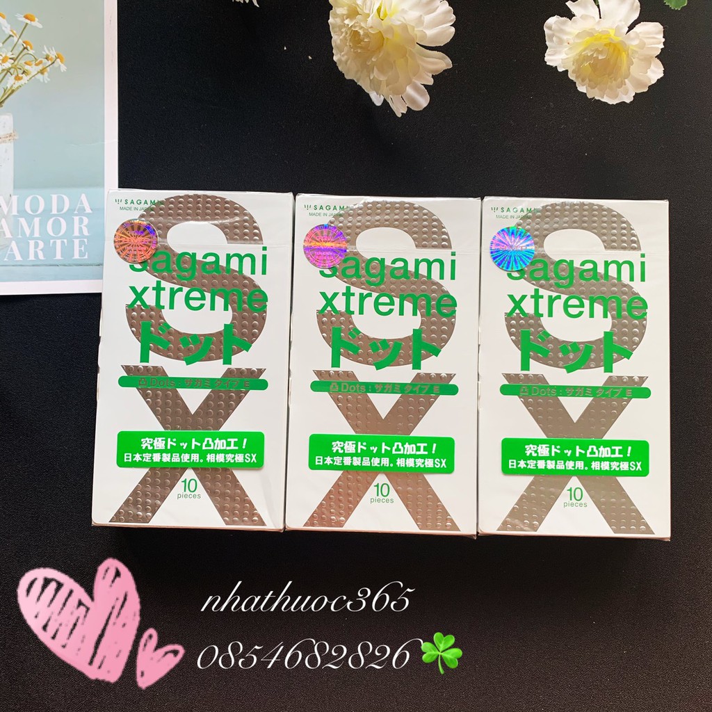 Combo 30 chiếc bao cao su Sagami Xtreme Dots gai toàn thân ôm sát