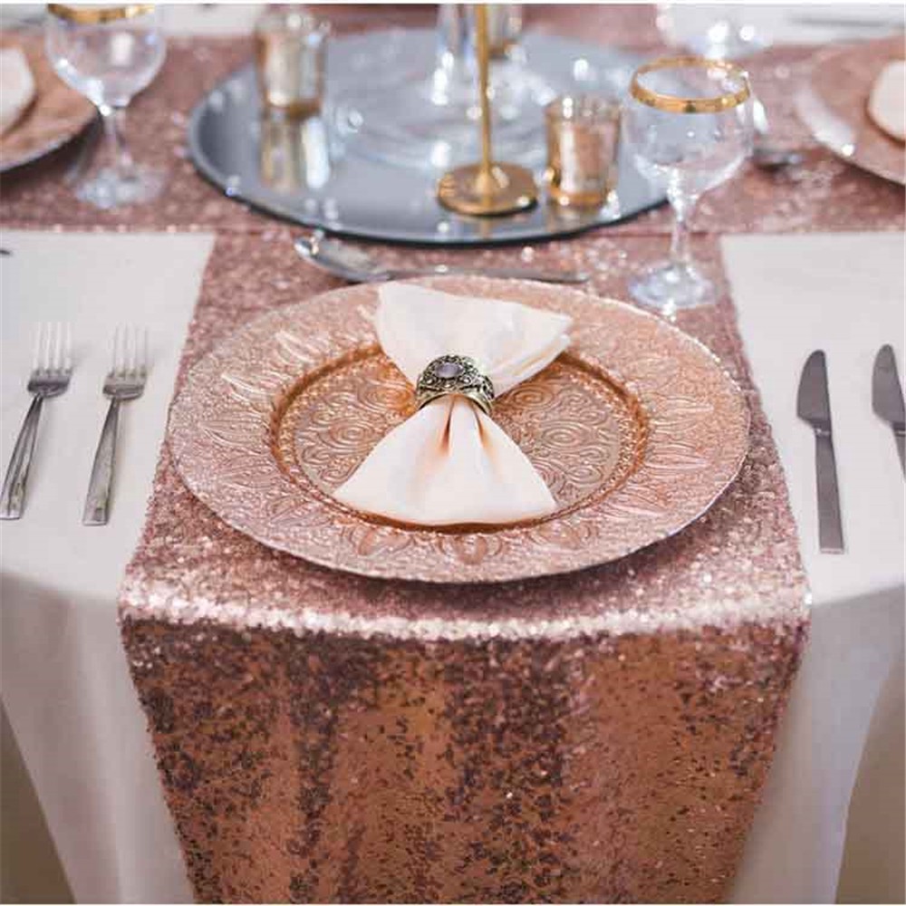 Khăn trải bàn 30x180/275cm trang trí kim tuyến lấp lánh chuyên dụng cho dịp đám cưới/yến tiệc