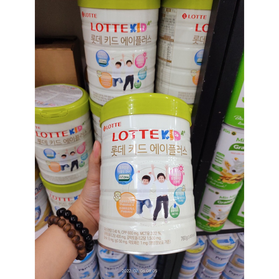 Sữa Lotte Kid A+ của Hàn Quốc 760g phát triển chiều cao và cân nặng, tăng sức đề kháng cho é