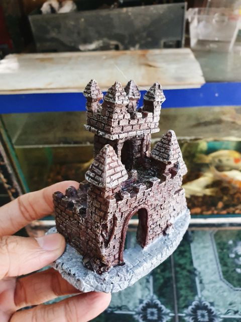 LÂU ĐÀI TRANG TRÍ HỒ CÁ NON BỘ 12x7x11cm