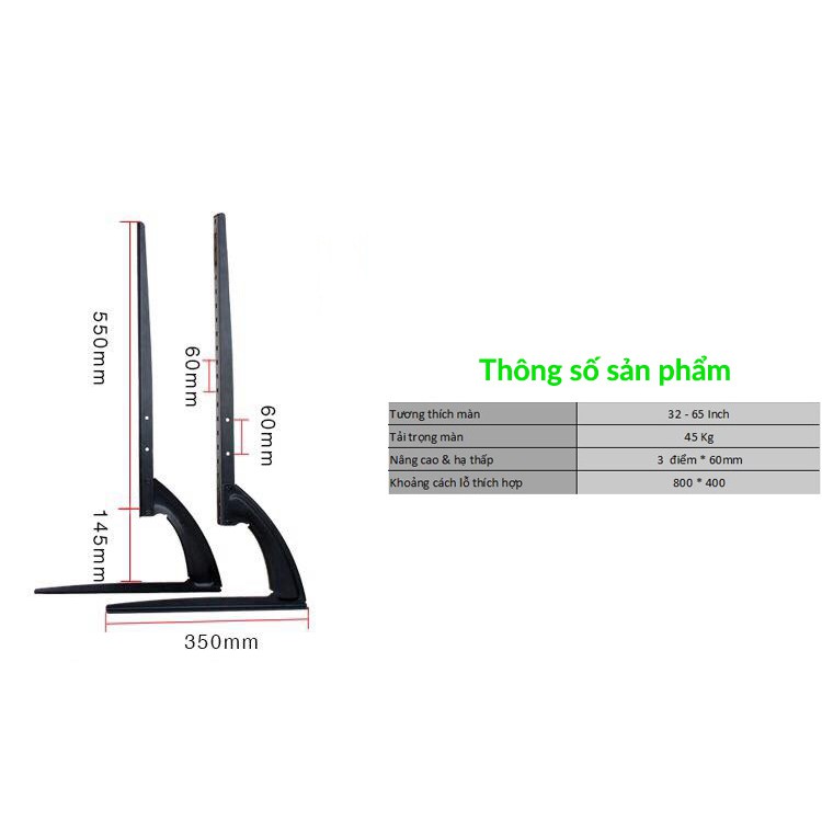 [Mã ELFLASH5 giảm 20K đơn 50K] Chân đế tivi đa năng lắp đặt mọi hãng tivi 32 - 65 inch