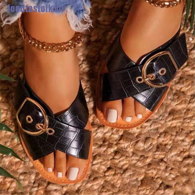 【stolk】Women‘s Shoes Fashion Open Toe Flat Sandals Outdoor Casual Slippers