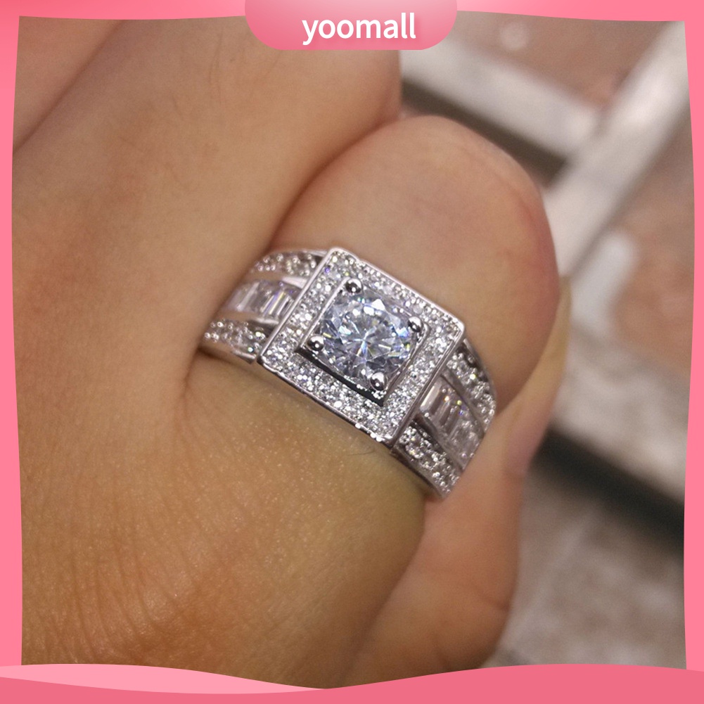 Yomall♡ Nhẫn ĐíNh Kim Cương Giả ThờI Trang Cho Nam