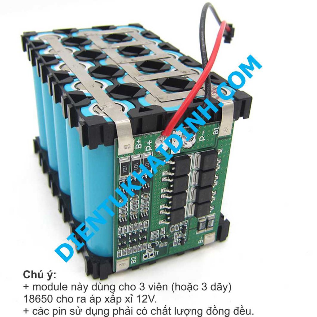 module SẠC, bảo vệ quá tải pin 18650 3 viên 11.1V-12.6V 25A kde3128