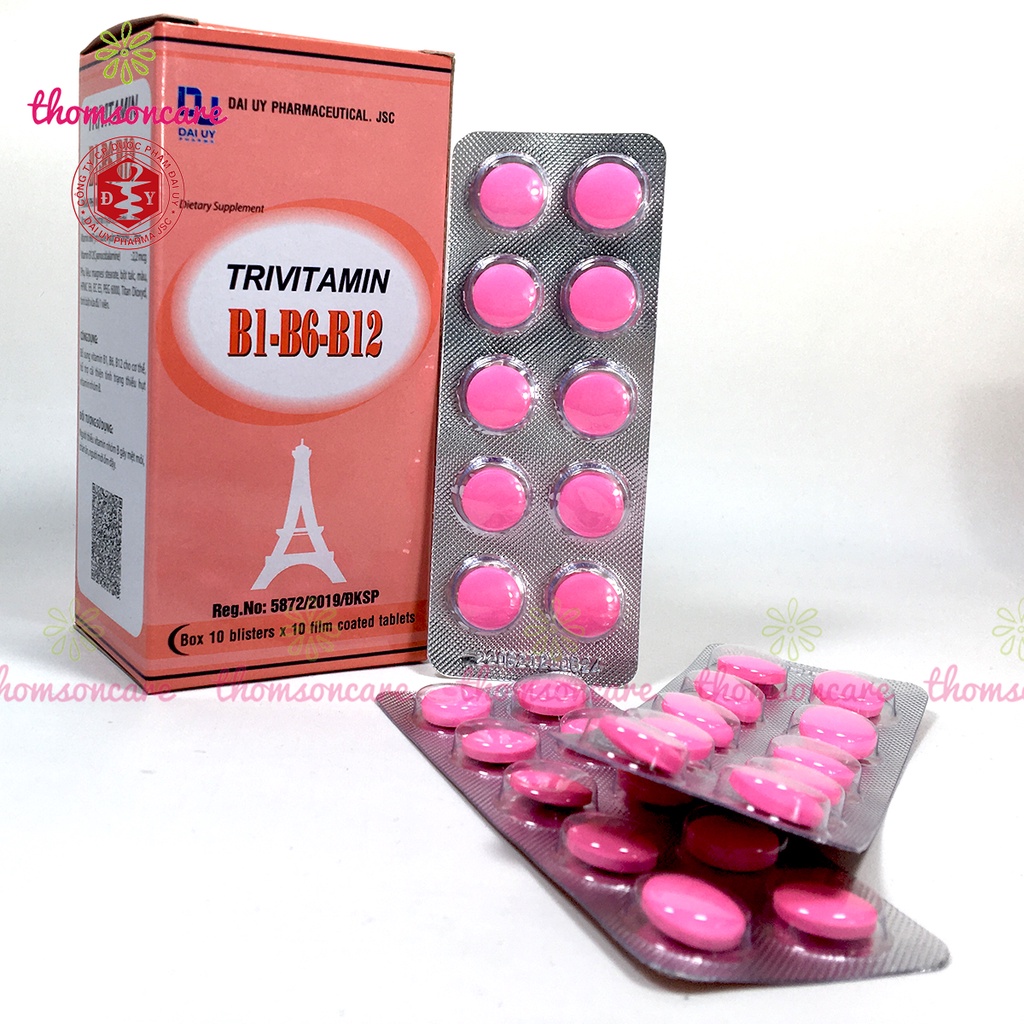 Vitamin 3B Trivitamin Hộp 100 Viên Nén Đ.Y - Bổ Sung Vitamin Nhóm B B1 - B6 - B12 Giúp Tăng Cường Sức Đề Kháng