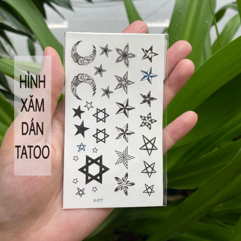 Hình xăm dán tattoo mini ngôi sao nhỏ x077.Xăm dán Boss tatoo mini tạm thời, size &lt;10x6cm