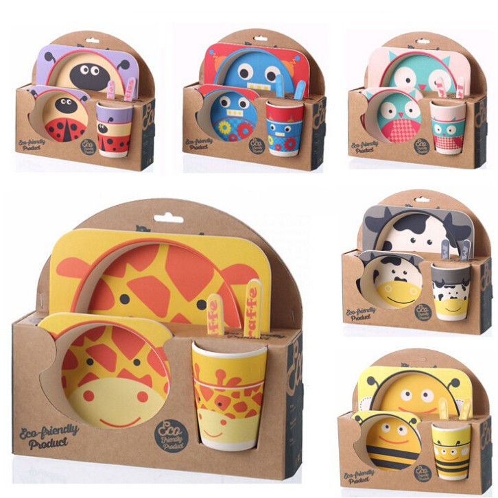 Set Bát Ăn Sợi Tre 5 Món Yookidoo Anima