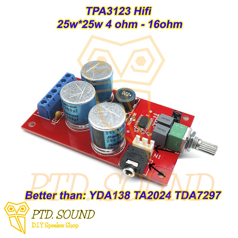 Mạch khuếch đại âm thanh TPA3123 25W * 2. DIY loa bluetooth, chế loa di động, amply mã TPA 3123 từ PTD Sound