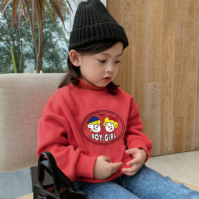 ❤Áo Nỉ Tay Dài Lót Lông Cừu Dày Dặn In Họa Tiết Hoạt Hình Thời Trang Hàn Quốc 2021 Cho Bé Gái