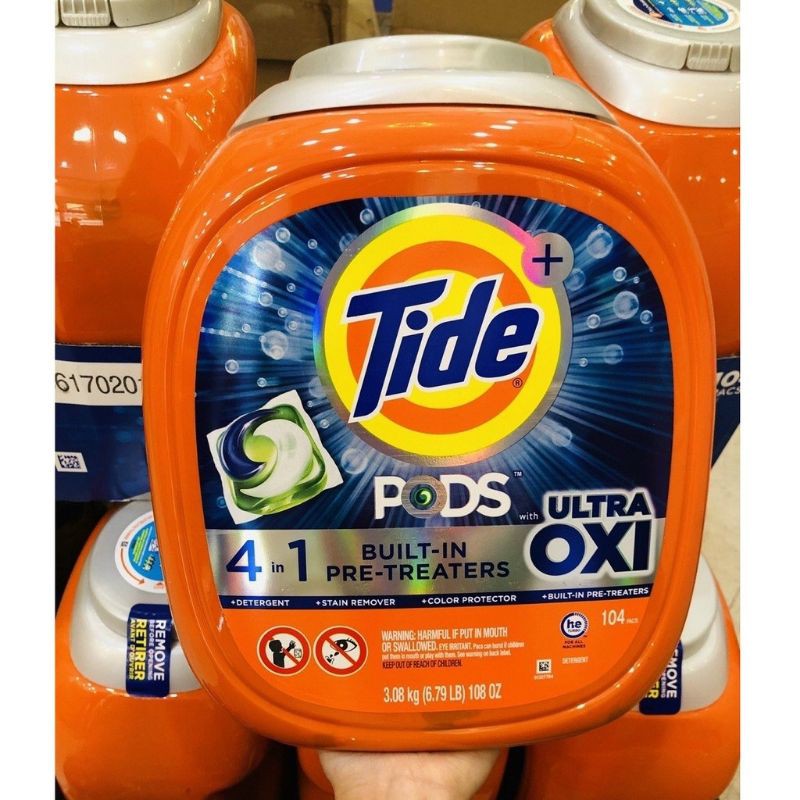 Viên giặt Tide Oxy USA - bình 104 viên