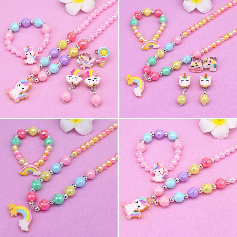 Bộ Trang Sức 2/6 Món Họa Tiết Công Chúa Elsa Frozen Xinh Xắn Cho Bé Gái