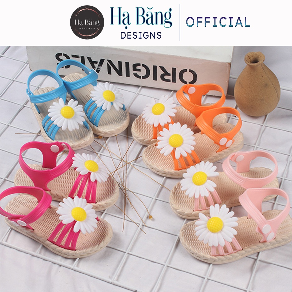 Giày dép sandal cho bé trai bé gái Hạ Băng Designs 1 - 3 tuổi mẫu Hoa trắng