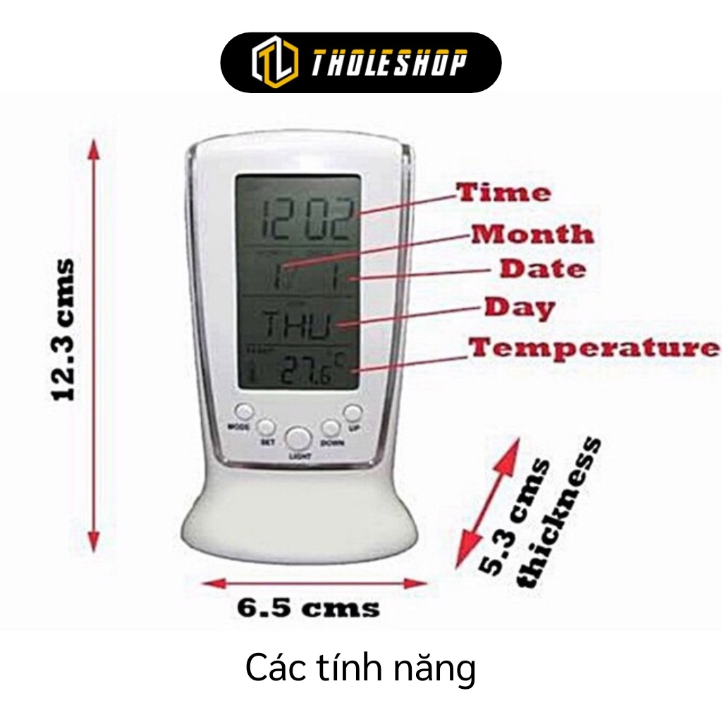 Nhiệt Kế Đo Phòng - Đồng Hồ Để Bàn Đa Chức Năng, Báo Thức Có Nhạc, Đếm Ngược 4939