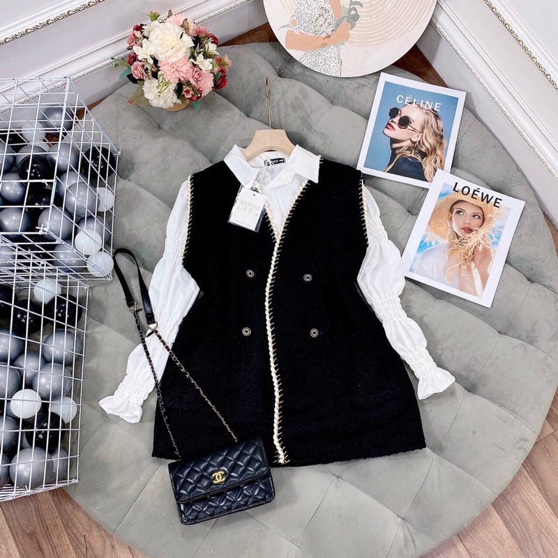 SET ÁO GHI LÊ ÁO SƠ MI TAY NHÚN