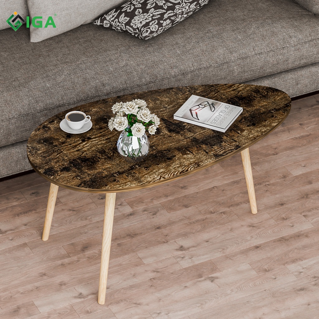 Bàn trứng 1 tầng chất liệu MDF gỗ cháy thương hiệu IGA.GP55.08