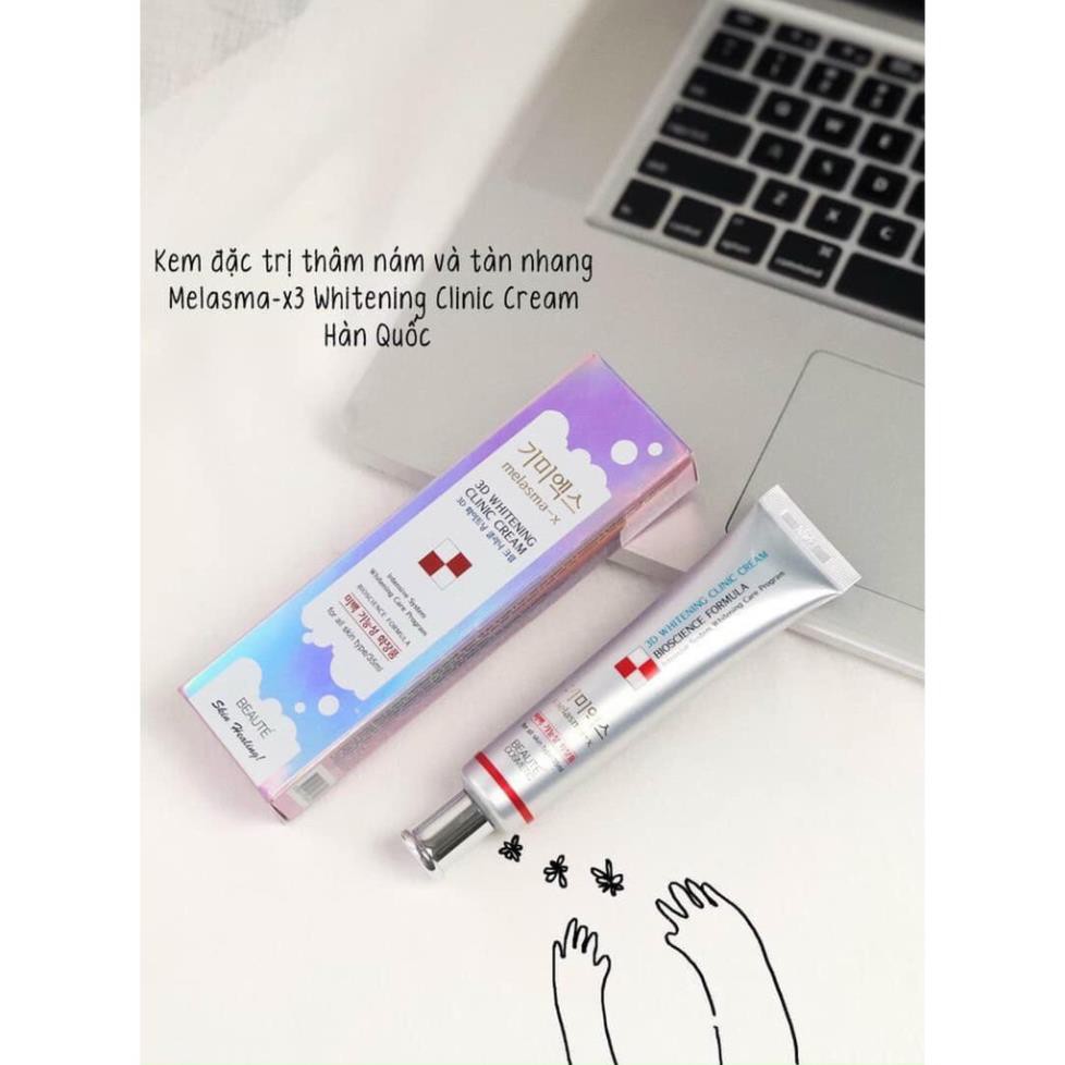 Kem Trắng Da Mờ Nám Tàn Nhang MELASMA-X 3D WHITENING CLINIC - CREAM Hàn Quốc 35ml giúp mờ thâm nám trắng sáng tự nhiên