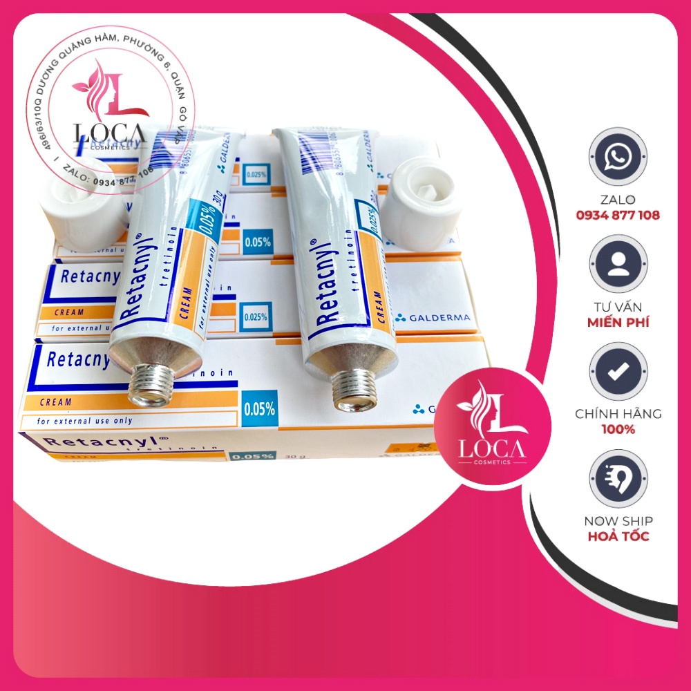 Tretinoin Retacnyl Cream 0,025%, 0.05% [30g- Auth]- Kem hỗ trợ giảm mụn trẻ hóa da