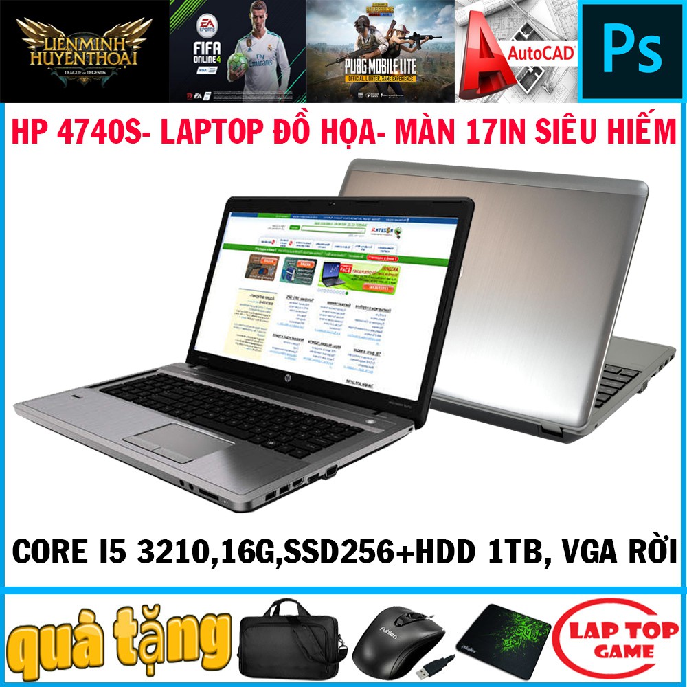 laptop đồ họa víp màn 17.3in vga rời HP 4740S laptop cũ chơi game cơ bản đồ họa | BigBuy360 - bigbuy360.vn