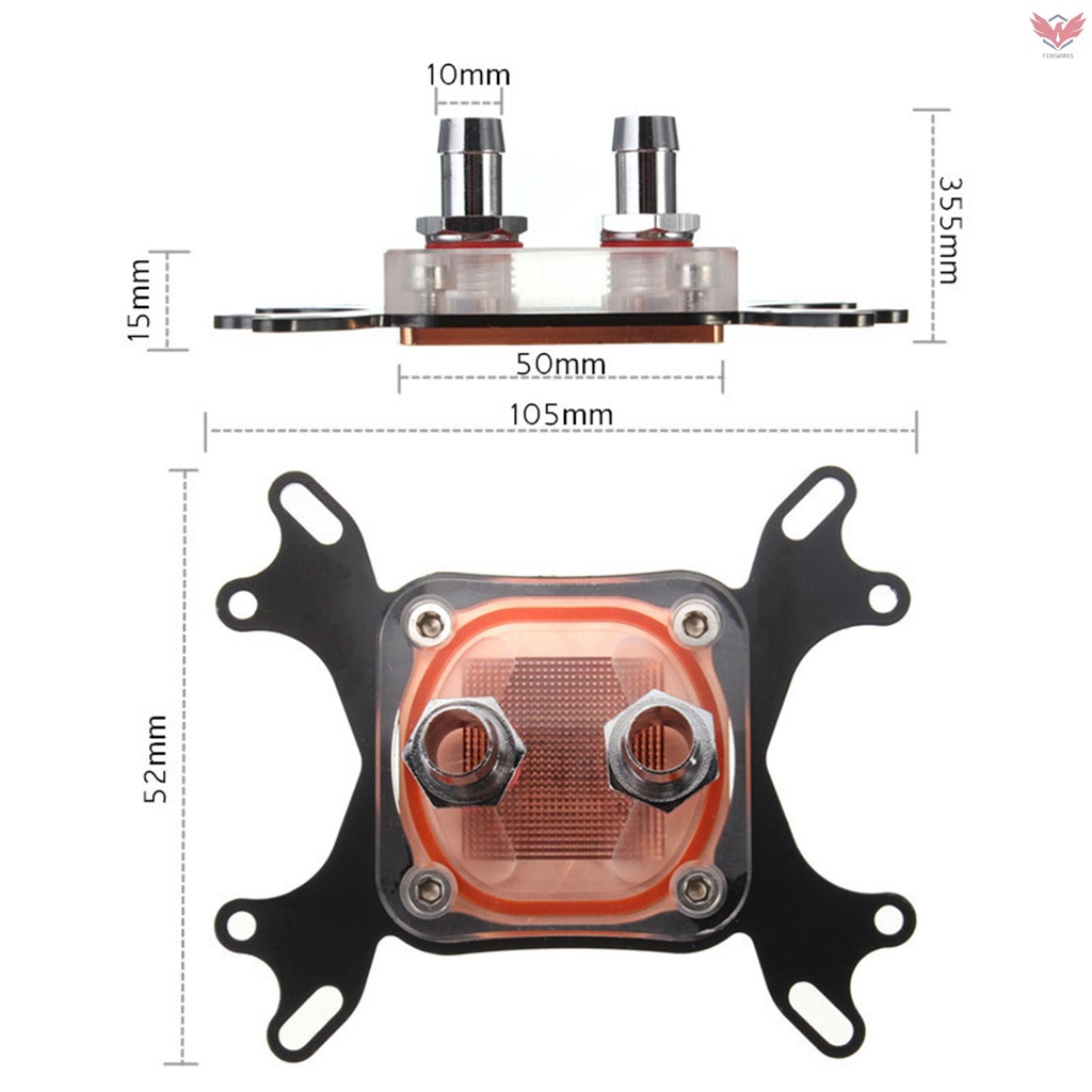 Fir Water Cooling Computer CPU Block Head Copper Base Replacement for INTEL CPU Block