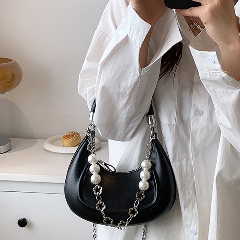 IELGY Túi Đeo Vai/Xách Tay Đính Ngọc Trai Cao Cấp Dễ Phối Đồ Thời Trang Cho Nữ