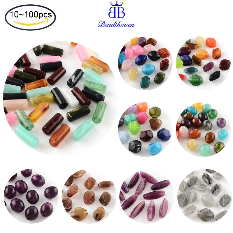 10-100 Hạt Xỏ Lỗ 20x8mm: 2mm Nhiều Màu