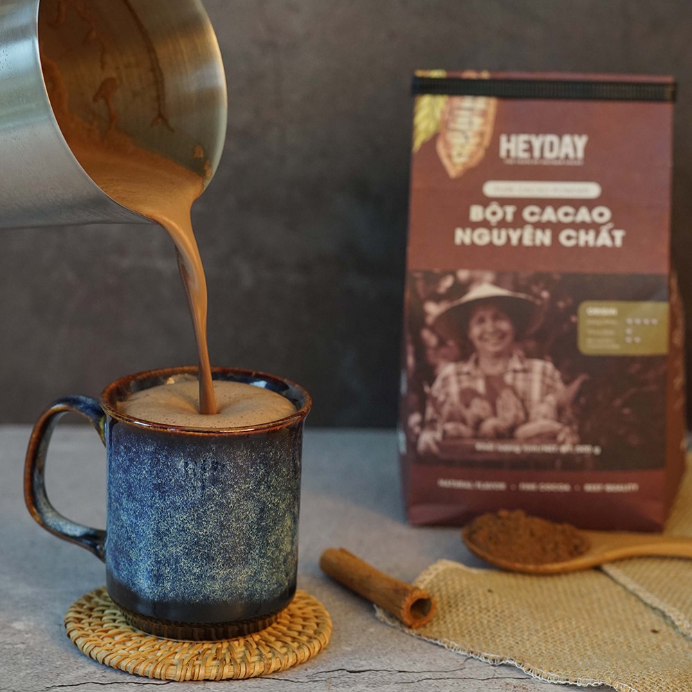 [Tặng 1 túi Xocolatl 200g] 1kg bột cacao nguyên chất thượng hạng Origin tặng 1 túi Xocolatl 200g - Heyday Cacao