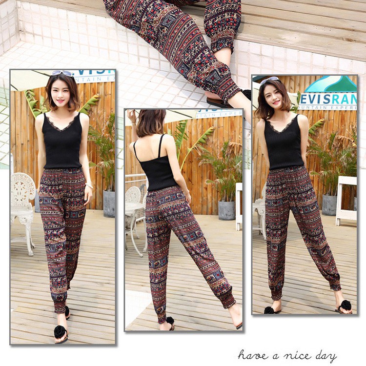 Quần Dài Ống Rộng Phong Cách Boho Size S-3XL Cho Nữ
