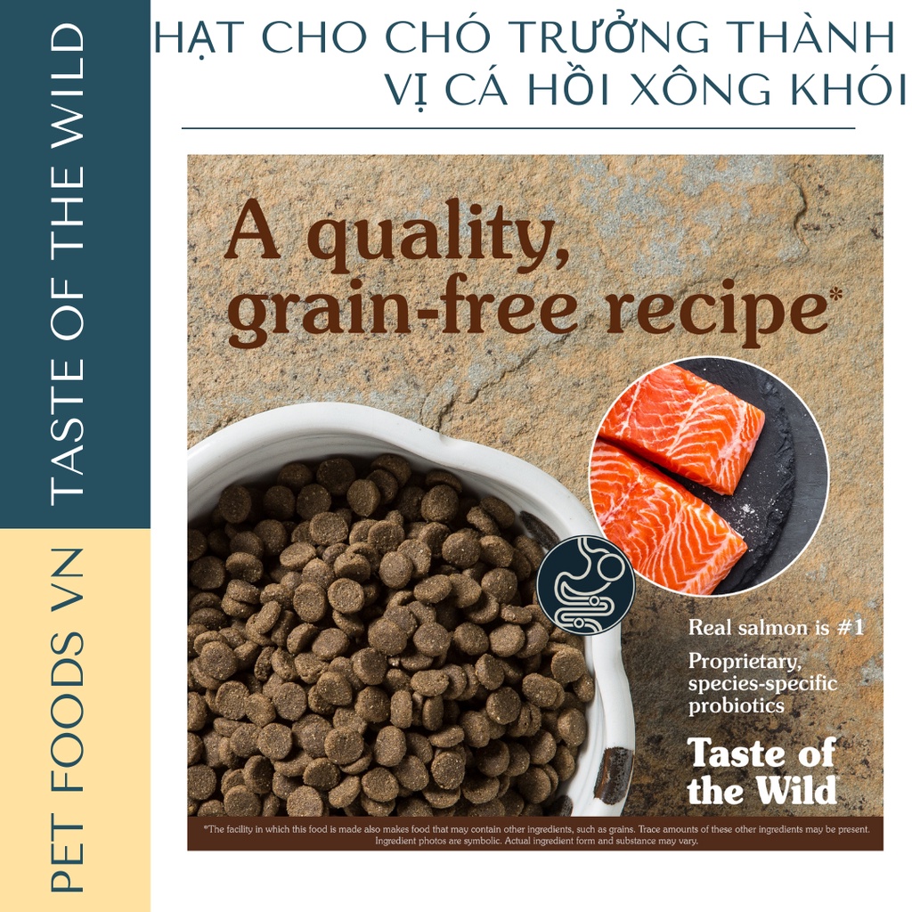 Hạt cho chó TASTE OF THE WILD Pacific Stream 2kg vị Cá Hồi Xông Khói