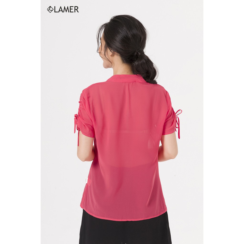 Áo nữ cổ tim nhún, đính hoa LAMER L61B20H016 (Nhiều màu)