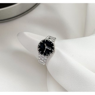 Nhẫn thời gian nam nữ size 18mm màu bạc