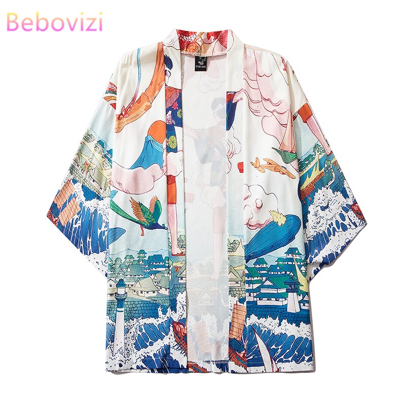 Áo Khoác Kimono Dáng Rộng In Hoạt Hình Phong Cách Nhật Bản Thời Trang Mùa Hè Cho Nam Và Nữ