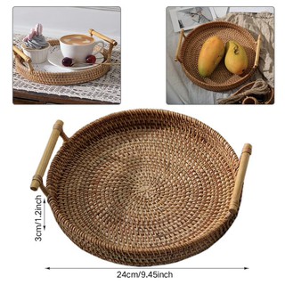 Khay đựng bánh trà cafe mây