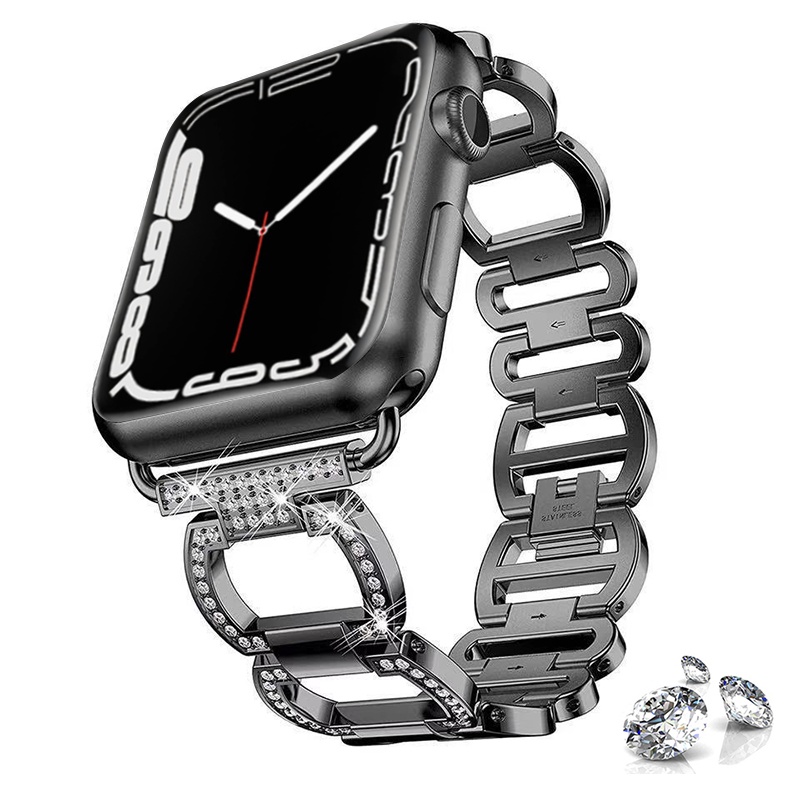 Dây Đeo Đồng Hồ Bằng Thép Không Gỉ Đính Kim Cương Giả Sang Trọng Cho Apple Watch 8 7 6 5 4 3 49mm 45mm 44Mm 42Mm 41Mm 40Mm 38Mm
